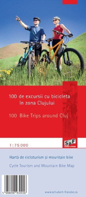 Harta de cicloturism si mountain bike 100 de excursii cu bicicleta in zona Clujului, Romana/Engleza