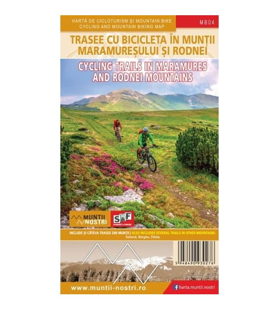 Harta de cicloturism si mountain bike: Trasee Cicloturistice in Muntii Maramuresului si Rodnei, Romana/Engleza
