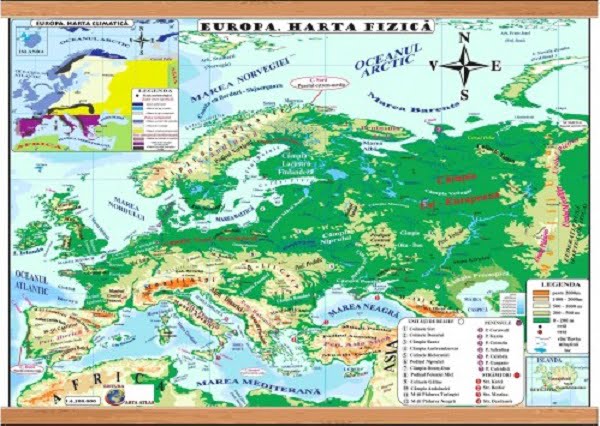 Plansa Europa. Harta fizica - Harta politica